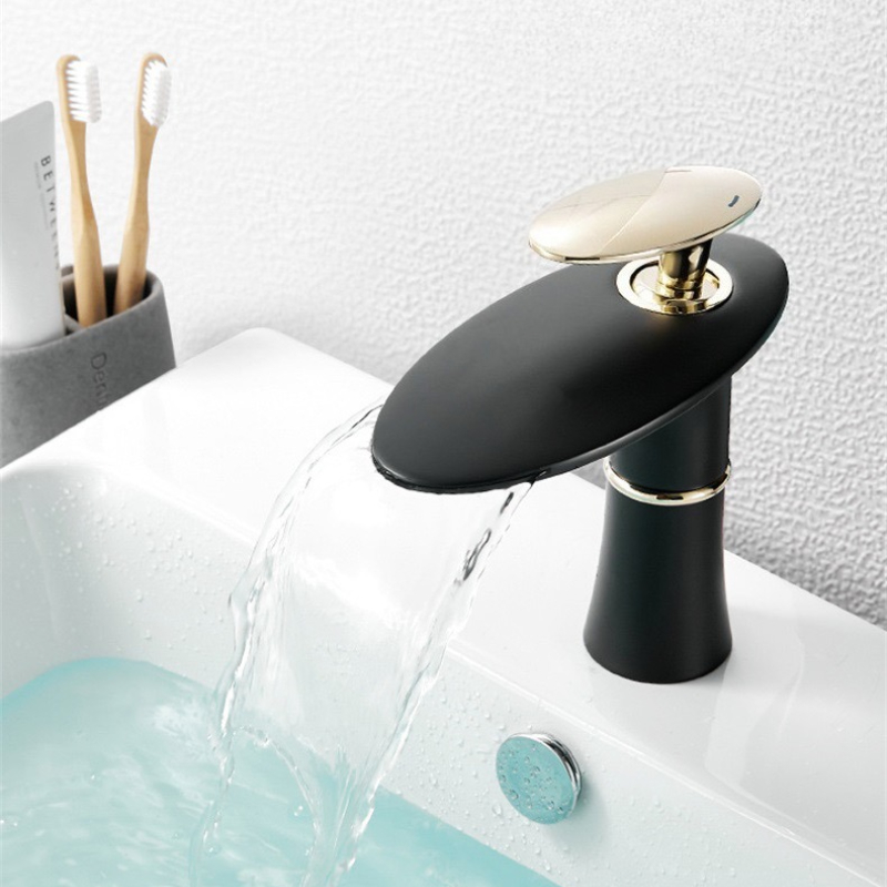 Home Hardware Bathroom Sinks - Белый/черный золотой водопадный смеситель для раковины,