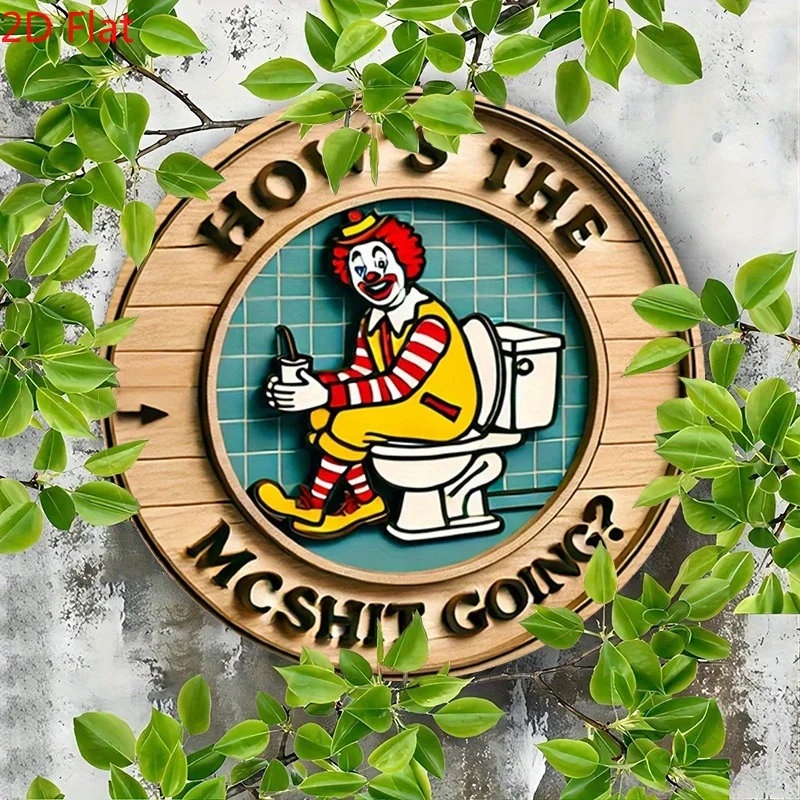 Home Bathroom Wall Decor - Винтажная металлическая табличка с изображением клоуна,