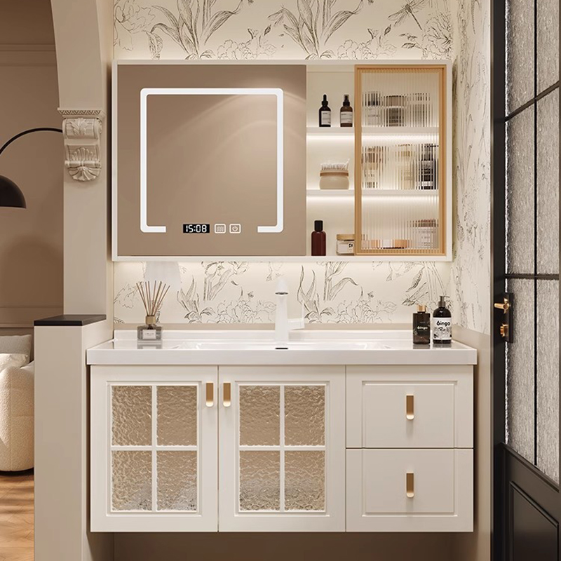 Home Bathroom Vanity Combo - # Французский винтажный дубовый умный шкаф
