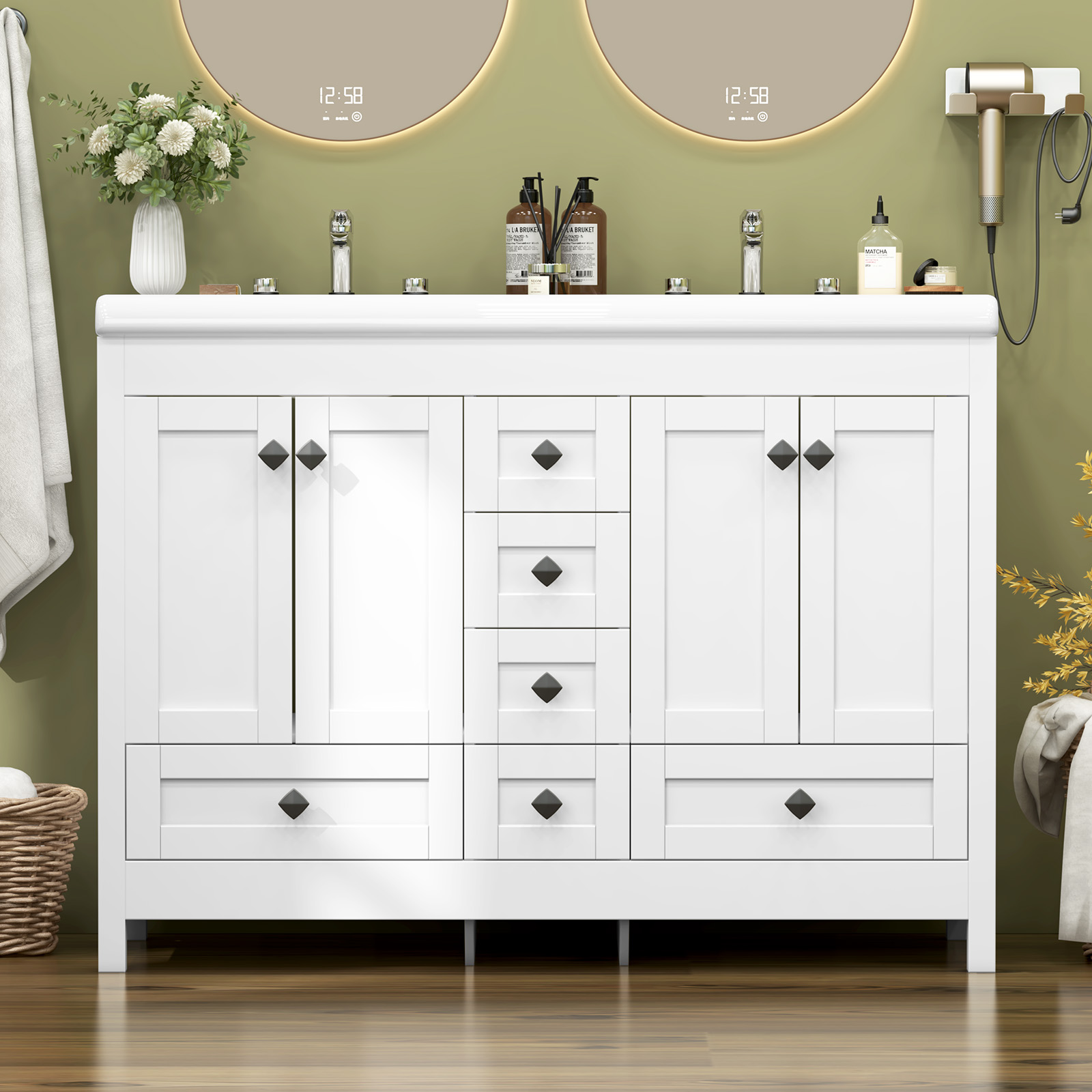47,3-дюймовая белая тумба для  – обзор и цена Home Bathroom Vanity Combo