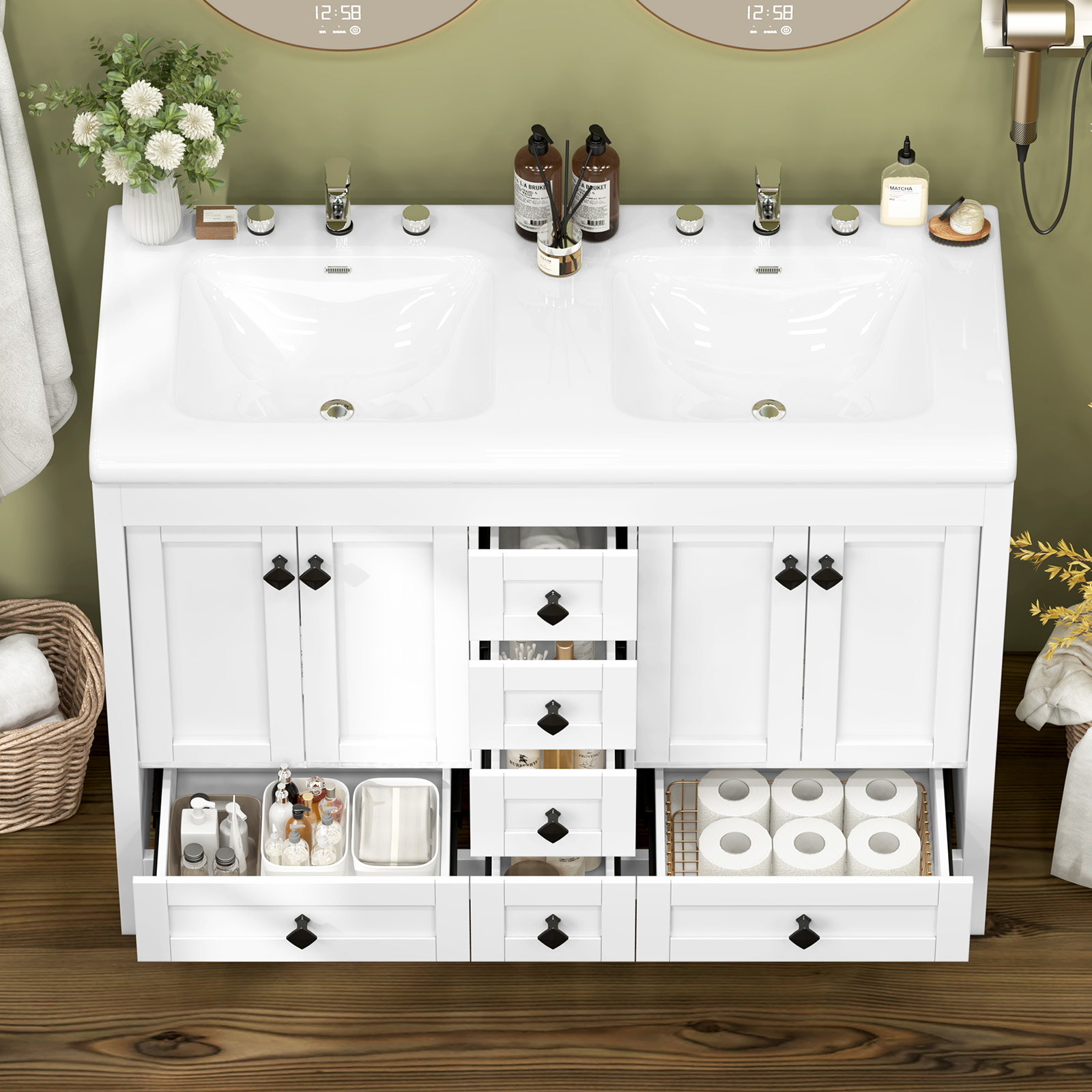 47,3-дюймовая белая тумба для  – обзор и цена Home Bathroom Vanity Combo